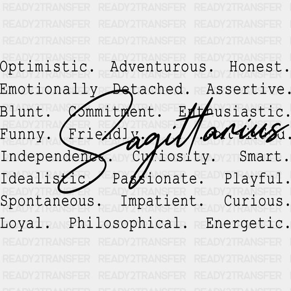 Sagittarius B&W - Zodiacs & Horoscopes DTF Transfers