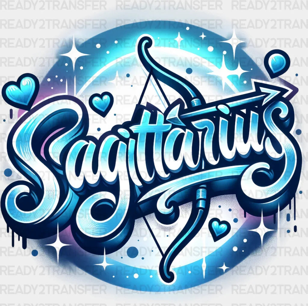 Sagittarius Blue And Pink - Zodiacs & Horoscopes Dtf Transfer Adult Unisex S M (10’’) / Color