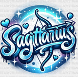 Sagittarius Blue And Pink - Zodiacs & Horoscopes Dtf Transfer Adult Unisex S M (10’’) / Color
