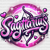 Sagittarius Blue And Pink - Zodiacs & Horoscopes Dtf Transfer Adult Unisex S M (10’’) / Color