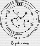 Sagittarius Constellation Design - Zodiac Dtf Transfer Adult Unisex S & M (10’’) / Dark Color