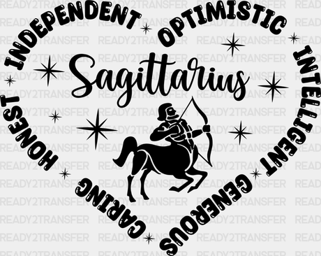 Sagittarius Heart Design - Zodiacs & Horoscopes Dtf Heat Transfer Adult Unisex S M (10’’) /