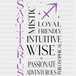 Sagittarius Qualities Purple - Zodiacs & Horoscopes DTF Transfers - Adult Unisex - S & M (10’’) / Dark Color Design