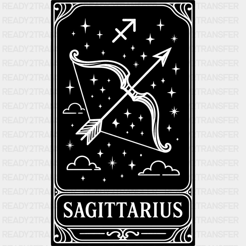 Sagittarius Tarot Card - Zodiacs & Horoscopes DTF Transfers - Adult Unisex - S & M (10’’) / Dark Color Design (See