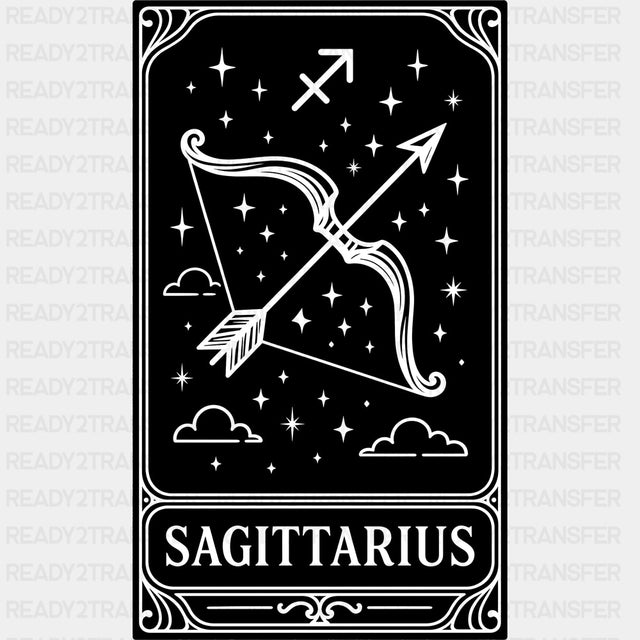 Sagittarius Tarot Card - Zodiacs & Horoscopes DTF Transfers - Adult Unisex - S & M (10’’) / Dark Color Design (See