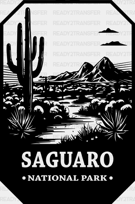 Saguaro National Park Design - Parks Dtf Transfers Adult Unisex S & M (10’) / Black