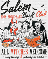 Salem Book Club All Witches Welcome - Halloween DTF Transfer Adult Unisex - S & M (10’’) / Dark Color Design (See