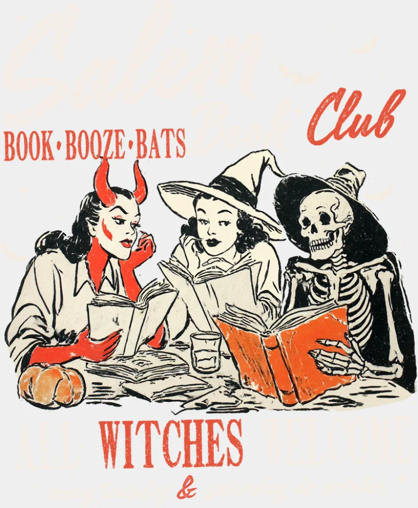 Salem Book Club All Witches Welcome - Halloween DTF Transfer Adult Unisex - S & M (10’’) / Light Color Design (See