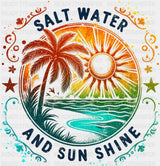Salt Water And Sun Shine - Summer DTF Transfer Adult Unisex - S & M (10’’) / Dark Color Design (See Imaging)