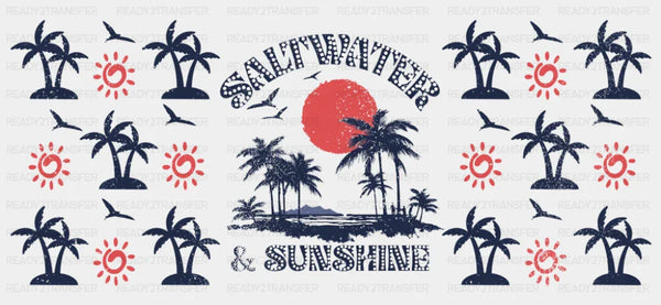 Saltwater & Sunshine, Blue & Red - Summer Cup Wrap UV Sticker Permanent UV DTF Decal