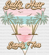 Salty Hair Sandy Toes - Summer Dtf Heat Transfer