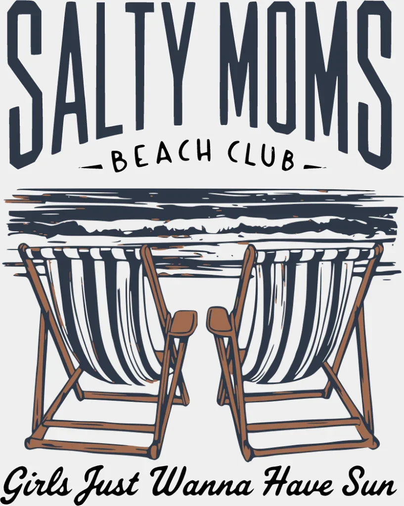 Salty Moms Beach Club - Summer DTF Transfer Adult Unisex - S & M (10’’) / Light Color Design (See Imaging)
