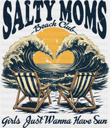 Salty Moms Beach Club Waves - Summer DTF Transfer Adult Unisex - S & M (10’’) / Dark Color Design (See Imaging)