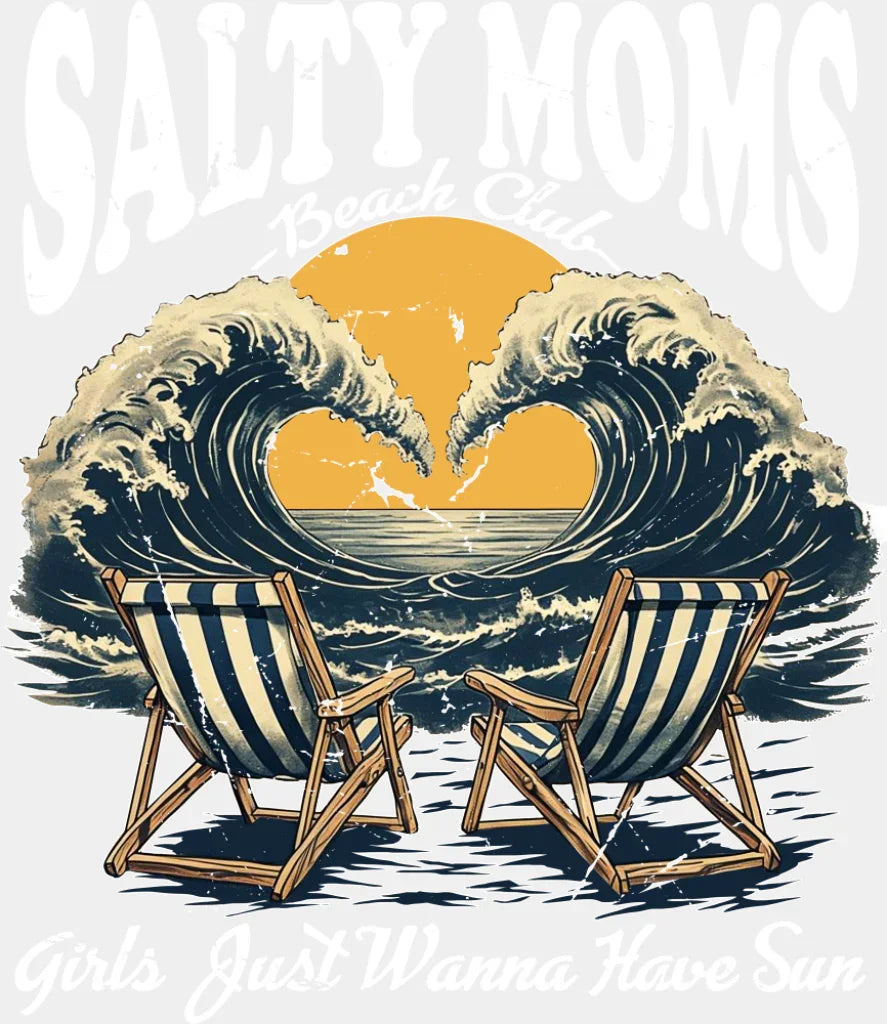 Salty Moms Beach Club Waves - Summer DTF Transfer Adult Unisex - S & M (10’’) / Light Color Design (See Imaging)