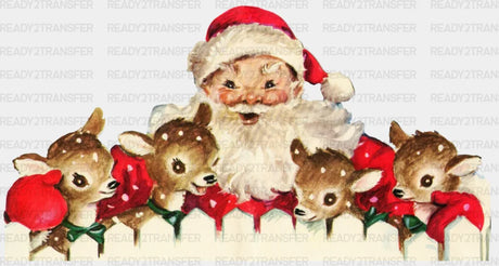 Santa And Deers Dtf Transfer