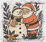 Santa And Snowman Hugging - Christmas DTF Transfer Adult Unisex - S & M (10’’) / Dark Color Design (See Imaging)