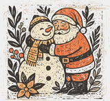 Santa And Snowman Hugging - Christmas DTF Transfer Adult Unisex - S & M (10’’) / Light Color Design (See Imaging)