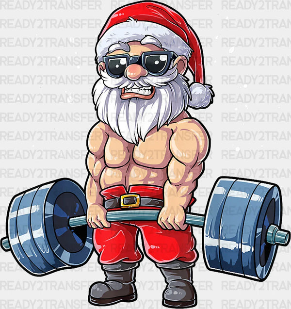Santa Deadlifting Design - Gym DTF Heat Transfer