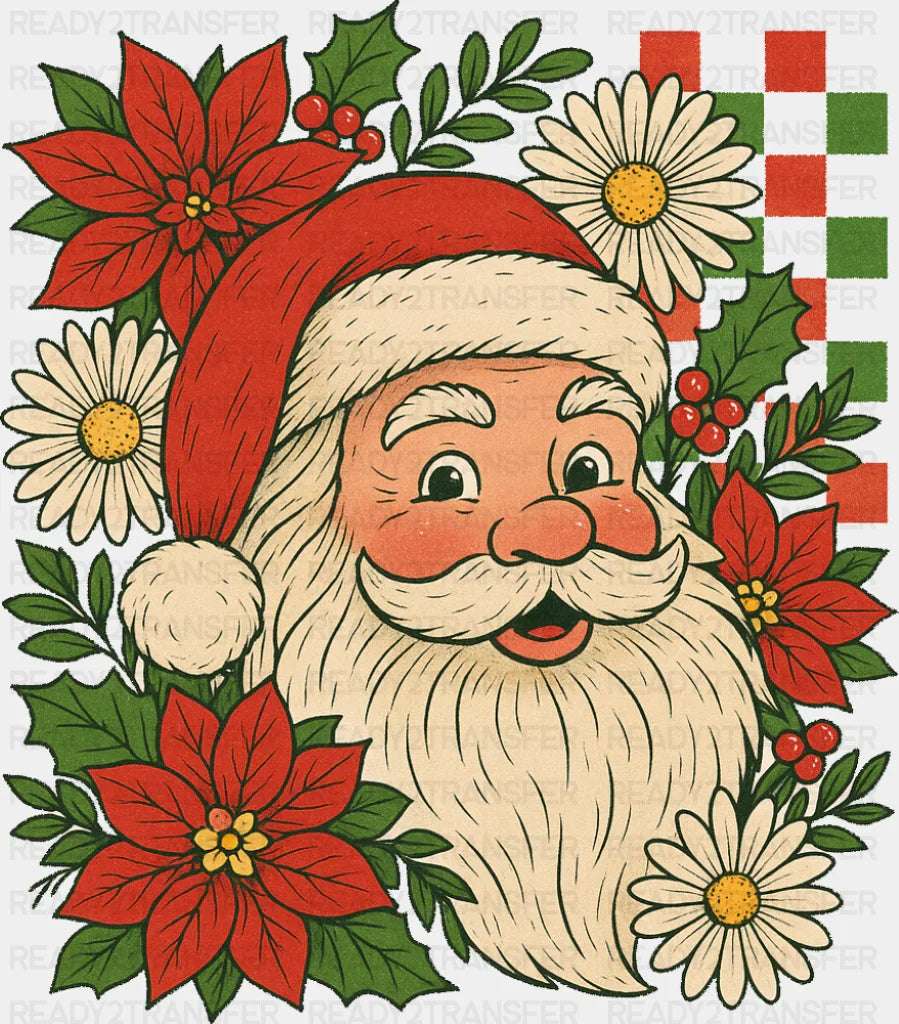 Santa Flowers - Christmas DTF Transfer