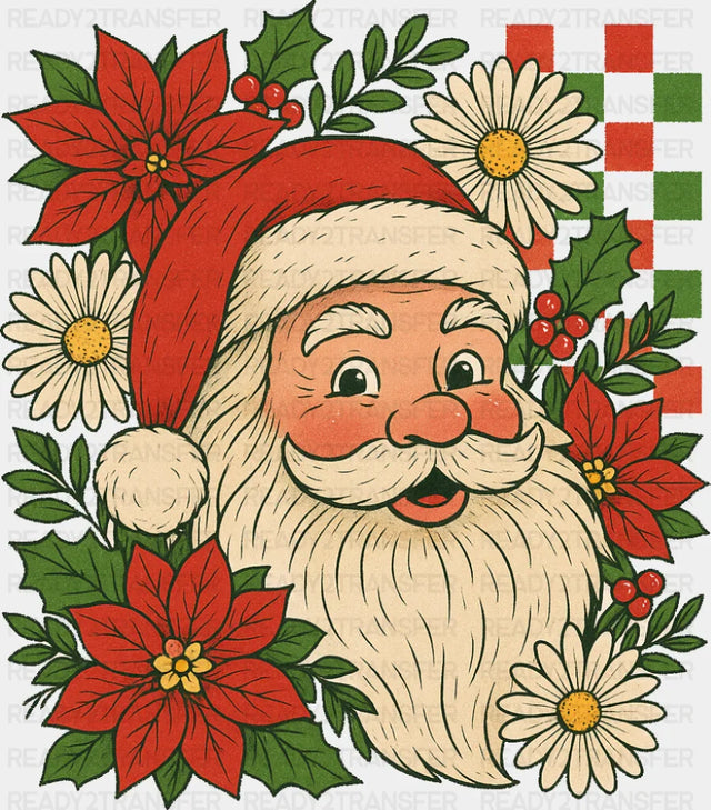 Santa Flowers - Christmas DTF Transfer