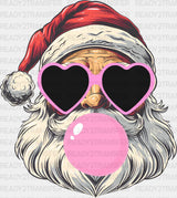 Santa Heart Glasses And Bubble Gum - Christmas Dtf Transfer