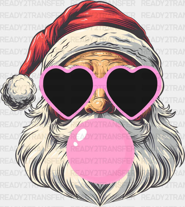 Santa Heart Glasses And Bubble Gum - Christmas Dtf Transfer