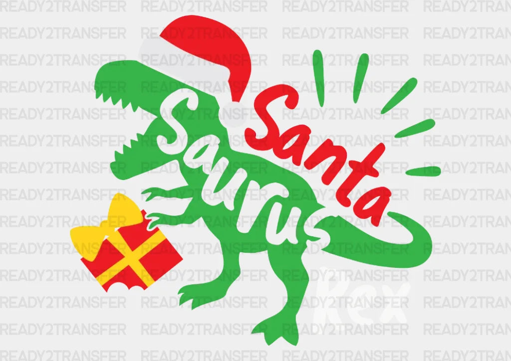 Santa Saurus Rex Dtf Transfer