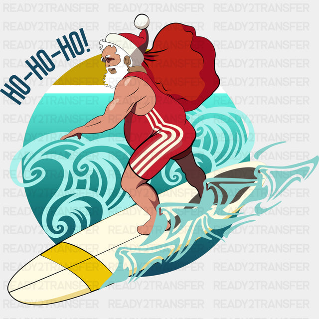 Santa Surfing - Surfing DTF Transfers ready2transfer