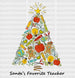 Santas Favorite Teacher Tree DTF Transfer ready2transfer Black