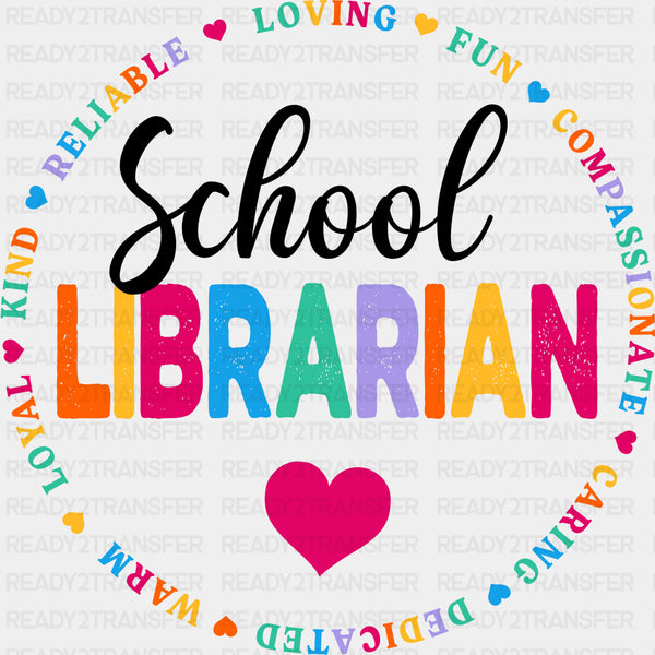 School Librarian, Colorful Circular Design - Librarian DTF Transfers