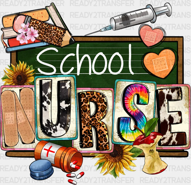School Nurse Blackboard Design - Dtf Transfers