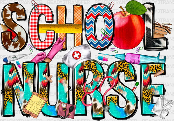School Nurse Doodles Design - School Nurse DTF Transfers