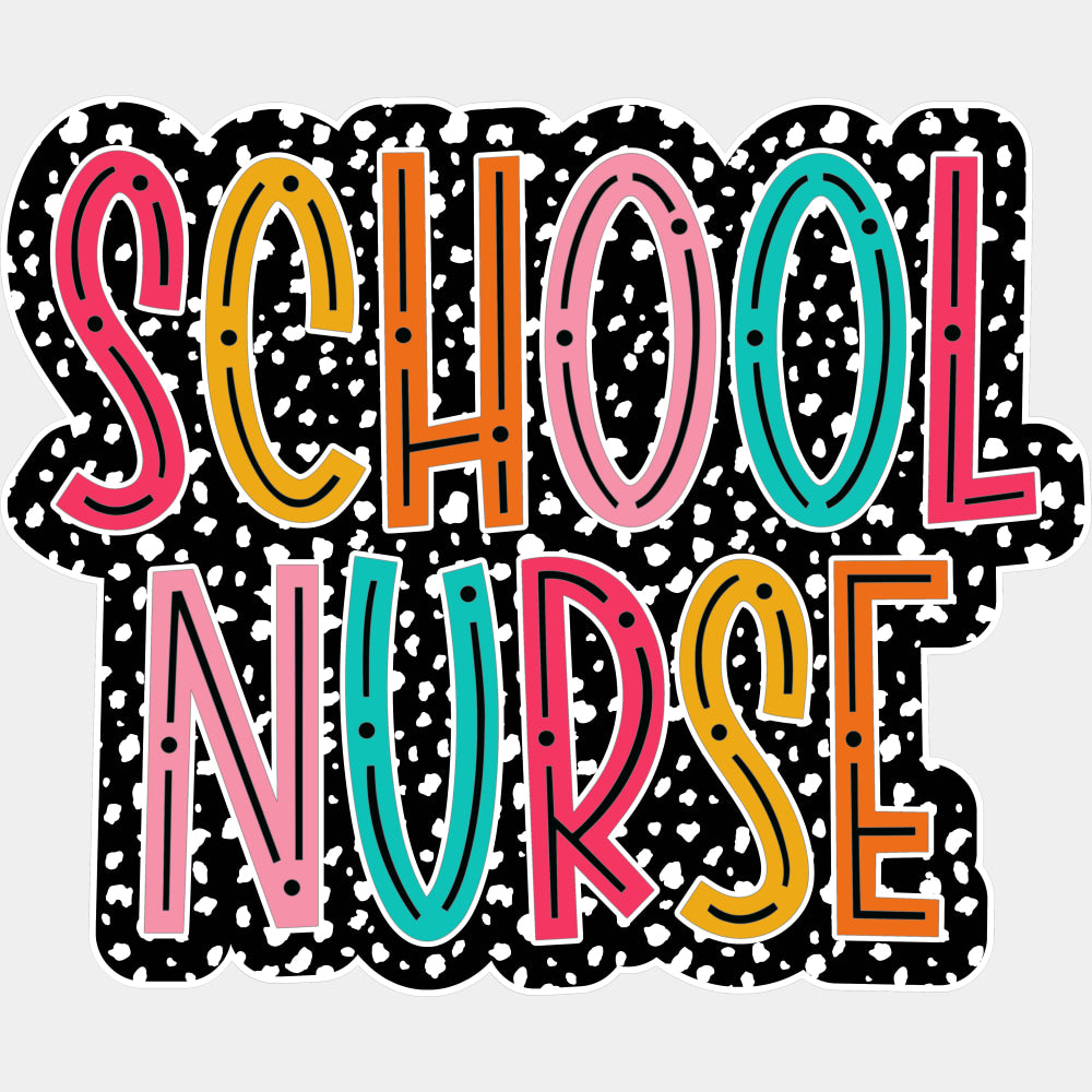 School Nurse, Dotted B&W - School Nurse DTF Transfers ready2transfer Light Color Design (See Imaging)