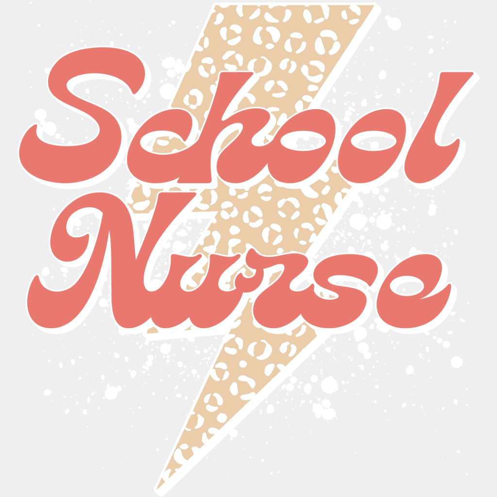 School Nurse, Lightning Bolt - School Nurse DTF Transfers ready2transfer Light Color Design (See Imaging)