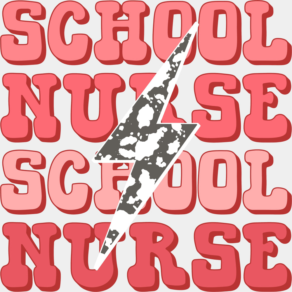 School Nurse, Lightning Bolt - School Nurse DTF Transfers ready2transfer Light Color Design (See Imaging)