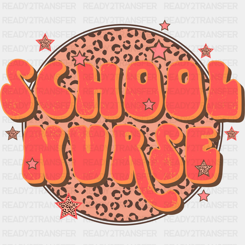 School Nurse, Pink & Yellow - School Nurse DTF Transfers ready2transfer