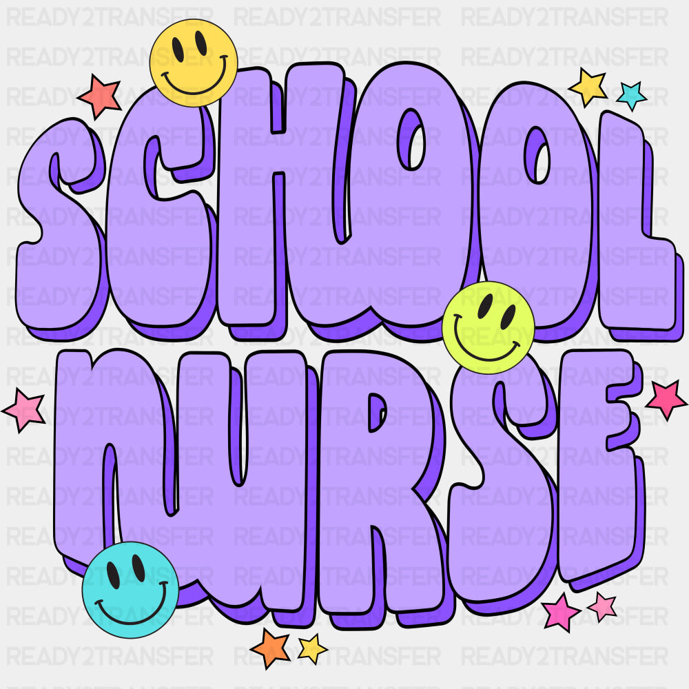 School Nurse Purple - School Nurse DTF Transfers ready2transfer Dark Color Design (See Imaging)