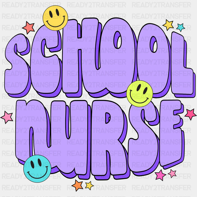 School Nurse Purple - School Nurse DTF Transfers ready2transfer Dark Color Design (See Imaging)