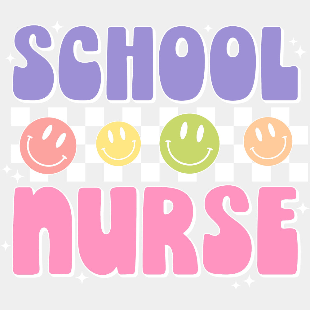 School Nurse, Purple & Pink - School Nurse DTF Transfers ready2transfer Light Color Design (See Imaging)