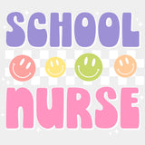 School Nurse, Purple & Pink - School Nurse DTF Transfers ready2transfer Light Color Design (See Imaging)