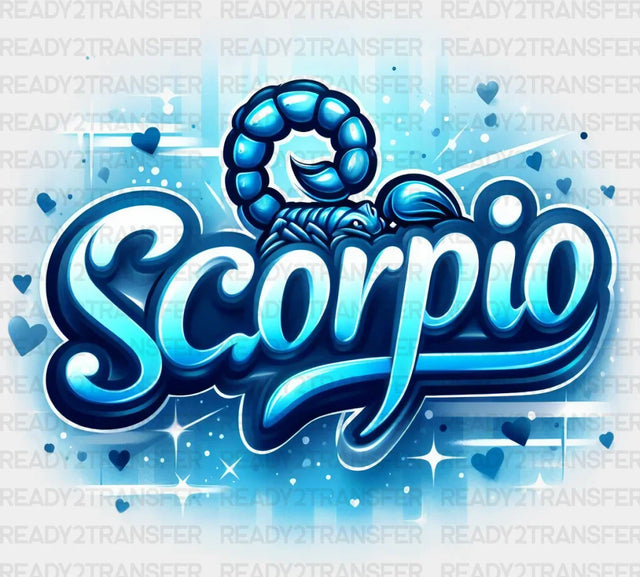 Scorpio Blue And Pink - Zodiacs & Horoscopes Dtf Transfer Adult Unisex S M (10’’) / Color