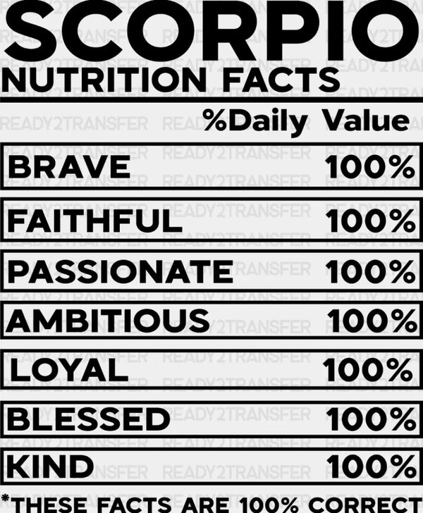 Scorpio Nutrition Facts - Zodiacs & Horoscopes DTF heat transfer