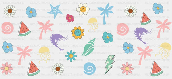 Sea Life & Trees & Flowers - Summer Cup Wrap UV Sticker Permanent UV DTF Decal