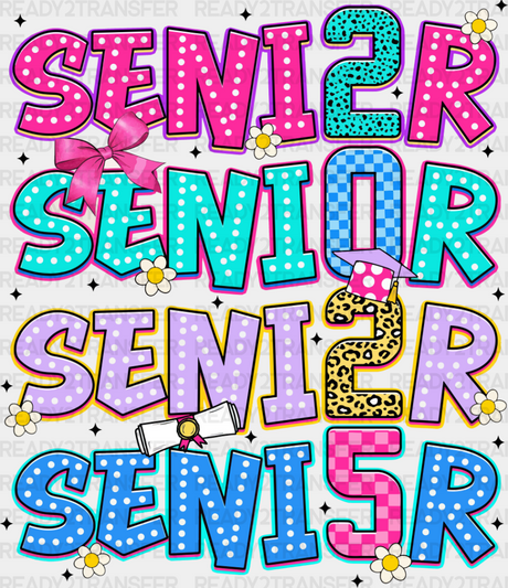 Senior 2025 Vertical Colorful Design - Graduation Iron On Dtf Transfer