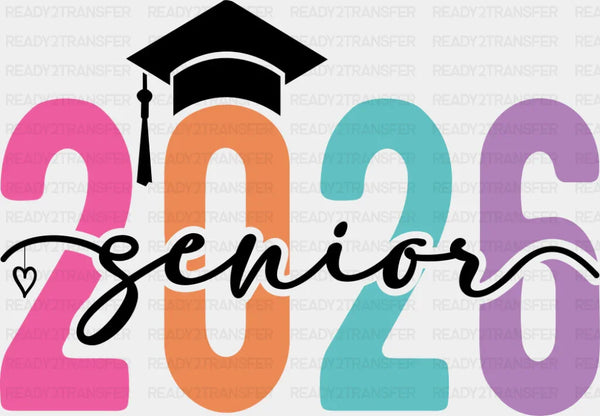 Senior 2026 B&W Cap - Graduation DTF Transfer