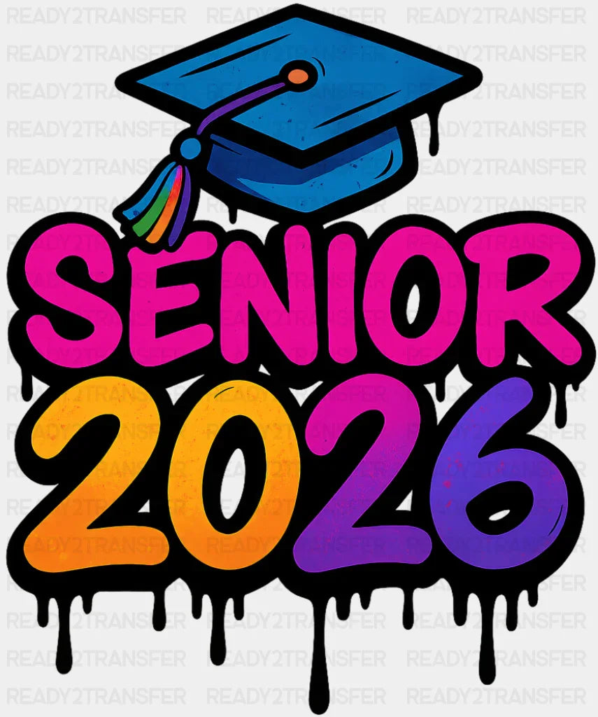Senior 2026 Blue Cap Graffiti Design - Graduation DTF Transfer