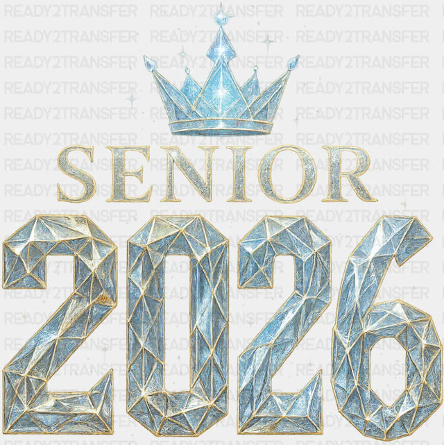 Senior 2026 Blue Gem Crown - Graduation DTF Transfer