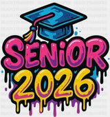 Senior 2026 Blue Pink & Yellow - Graduation DTF Transfer