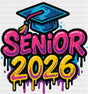 Senior 2026 Blue Pink & Yellow - Graduation DTF Transfer