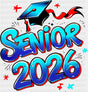 Senior 2026 Blue & Red - Graduation DTF Transfer Adult Unisex - S & M (10’’) / Dark Color Design (See Imaging)